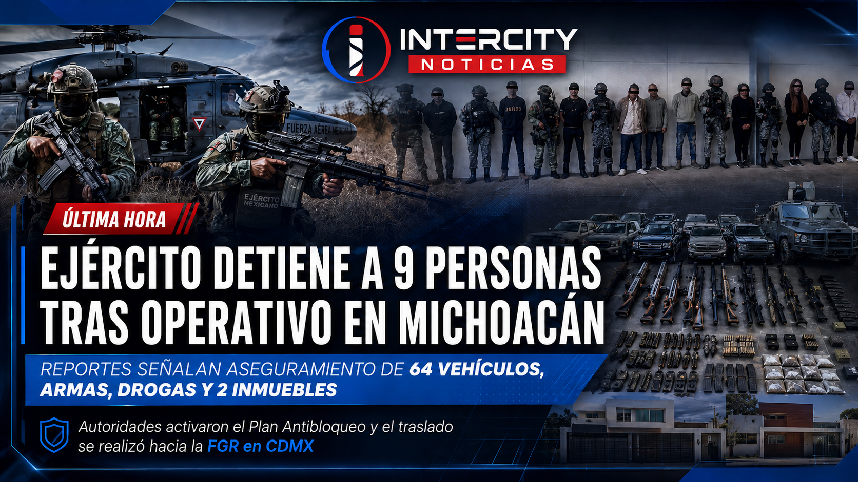 Golpe al CJNG en Michoacán: 9 detenidos y 64 vehículos asegurados